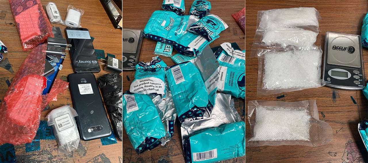 Crystal Methamphetamine, cell phones, scales, along with other contraband